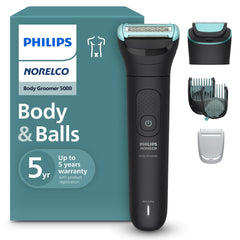 Norelco front view of trimmer kit showing included tools and compact design benefit