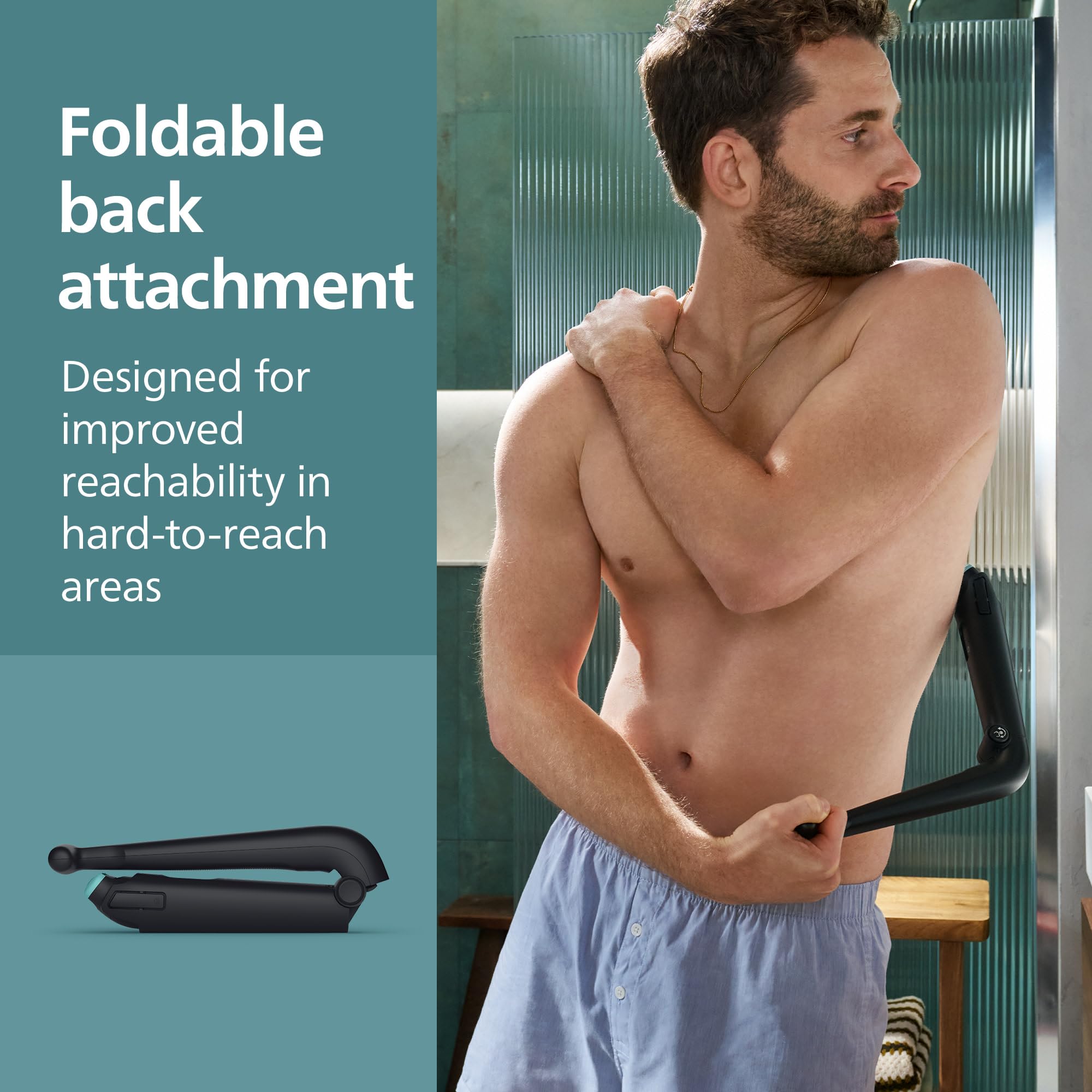 Philips Norelco shown under running water to demonstrate showerproof use