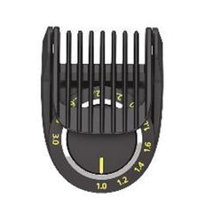 Norelco replacement comb front view showing teeth and clip, ensuring precise 1–3mm trimming