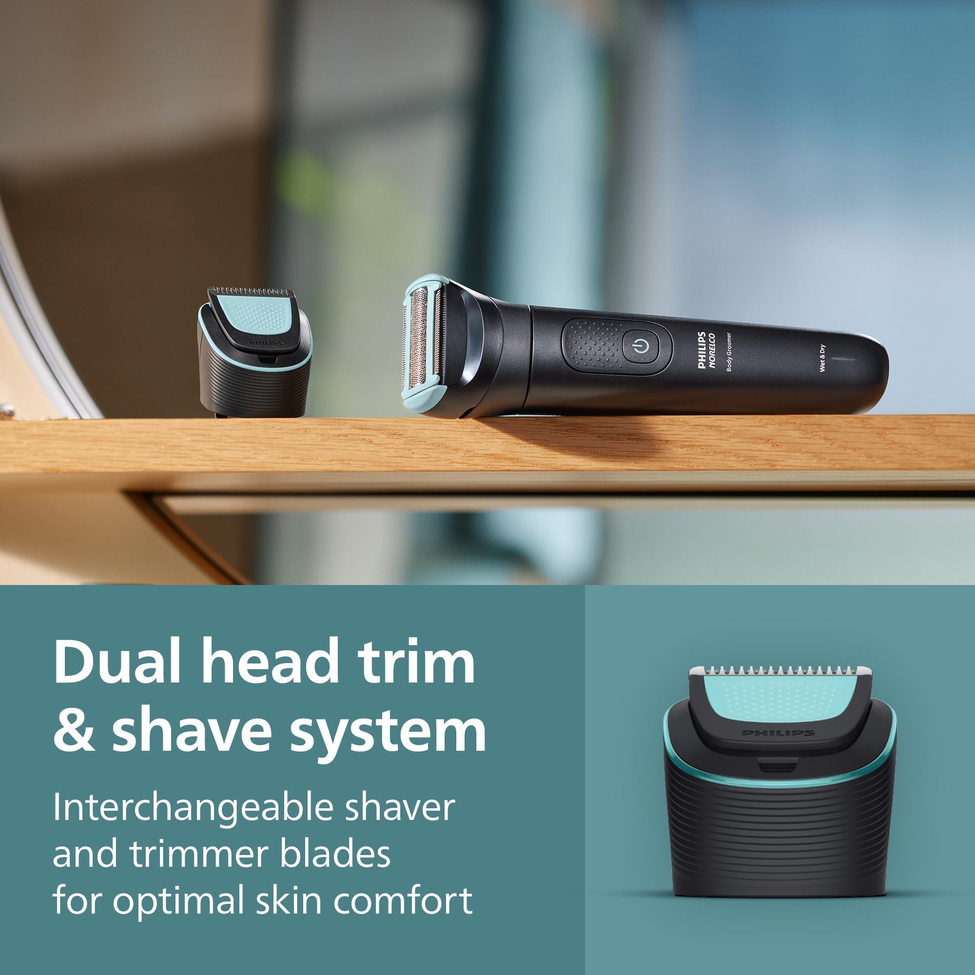 Norelco ergonomic handle grip image for comfortable control and maneuverability benefit