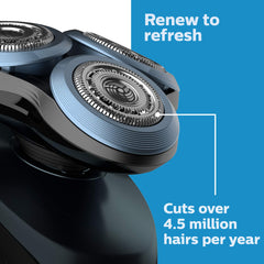 Norelco close-up of shaving head blades highlighting precise cutting for smoother shaves
