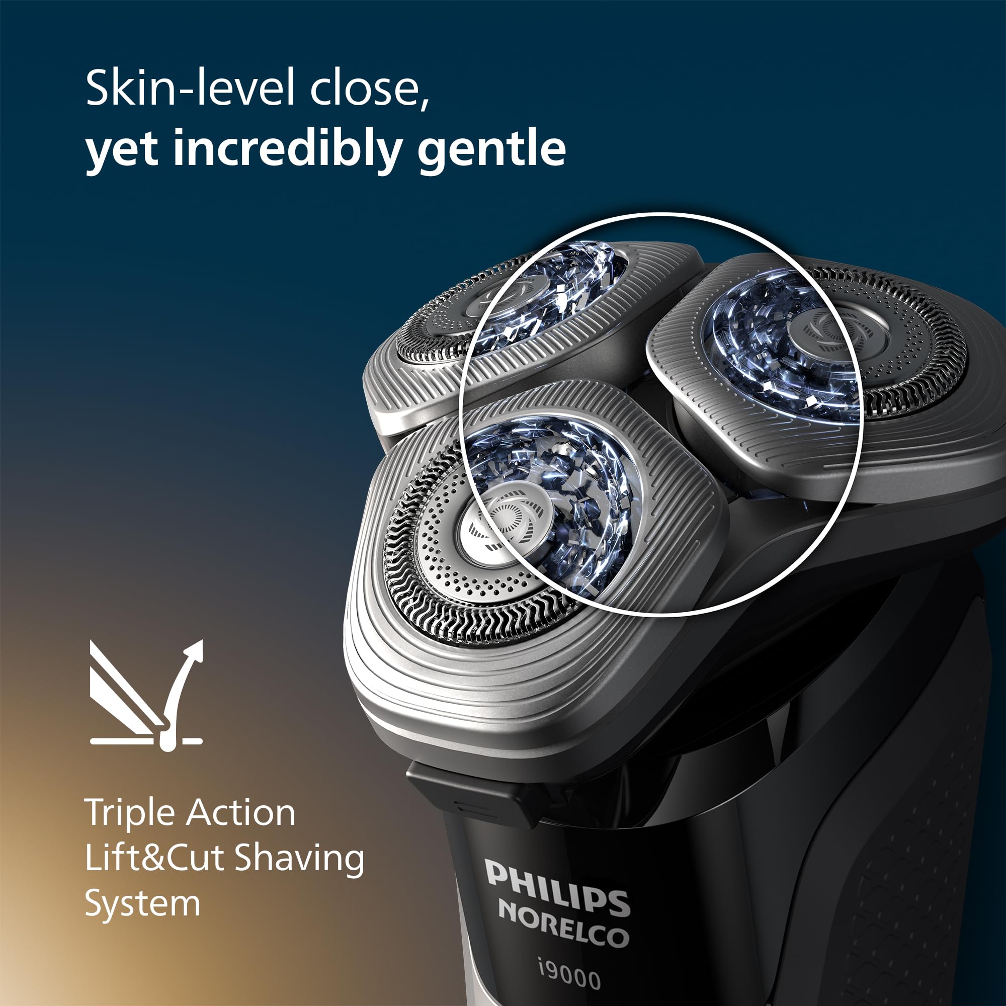 Norelco i9000 Hydo SkinGlide coating detail highlighting low-friction surface for smoother glide