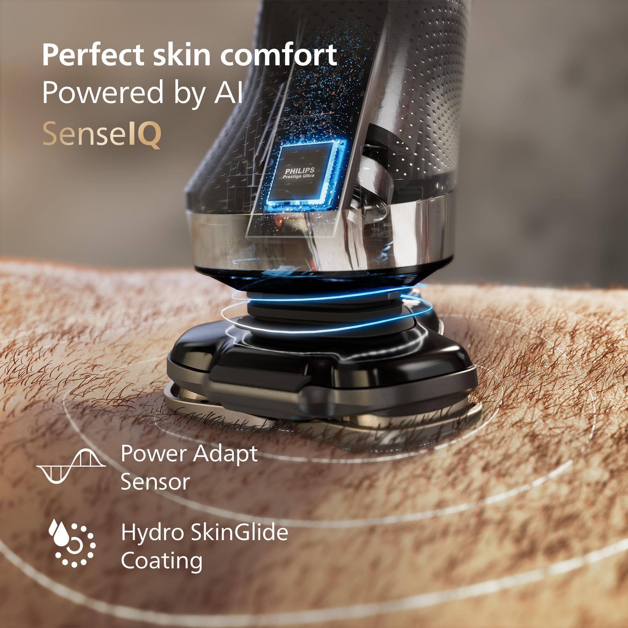 Norelco shaver held in hand to show size and ergonomic grip for comfortable use