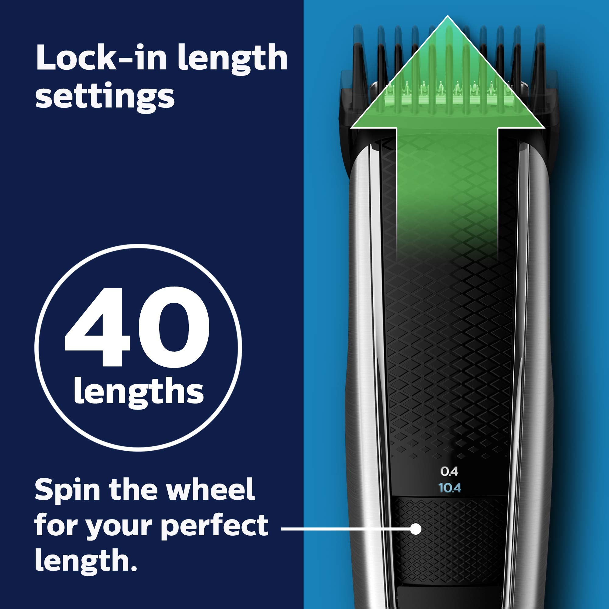 Norelco adjustment wheel for selecting precise length settings