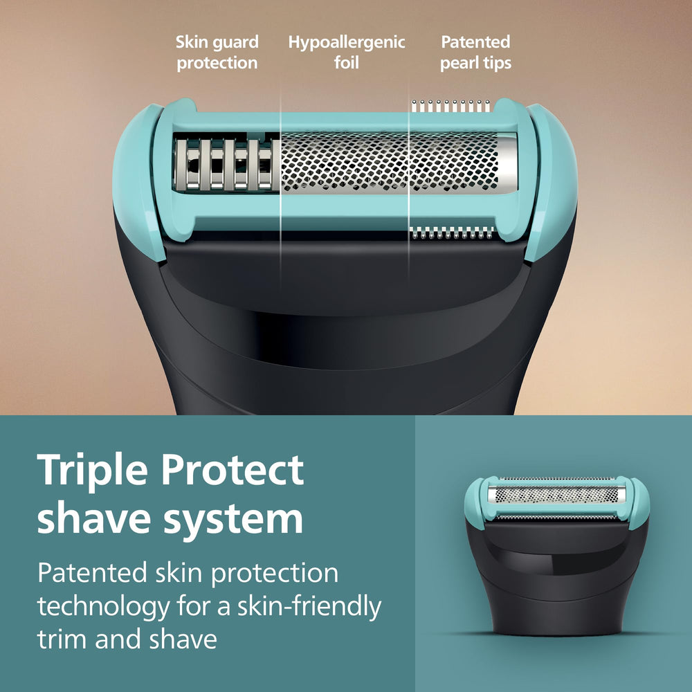 Norelco nose and ear trimmer head detail for precise hard-to-reach hair removal benefit