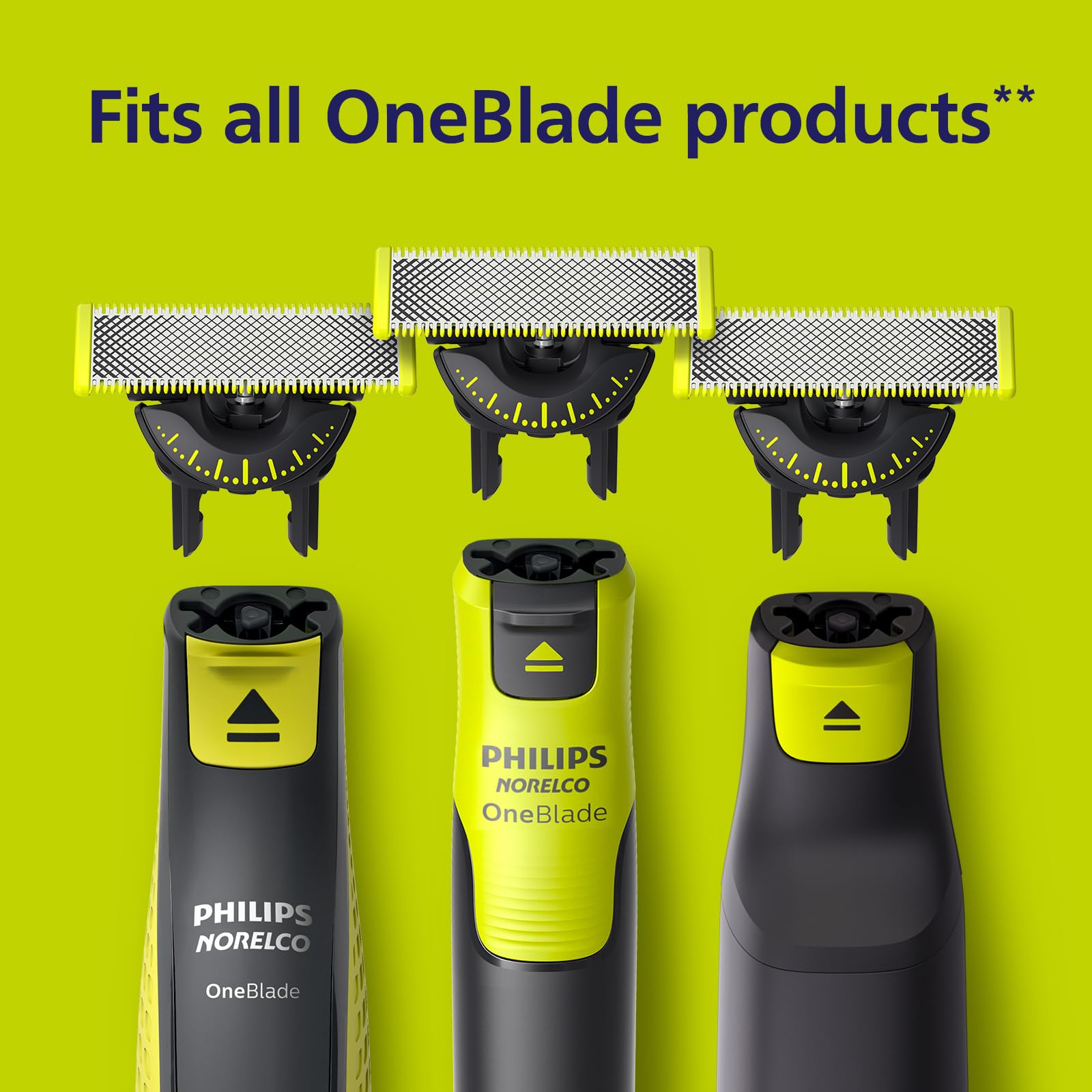 Norelco OneBlade blades in bathroom setup for convenient daily grooming