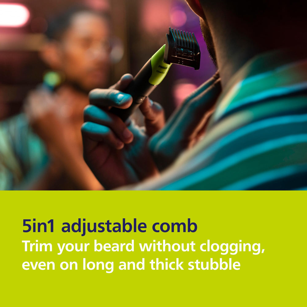Norelco OneBlade used in shower demonstrating waterproof design for wet or dry grooming
