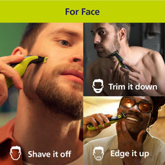 Norelco OneBlade blade close-up highlighting sharp edge and durability