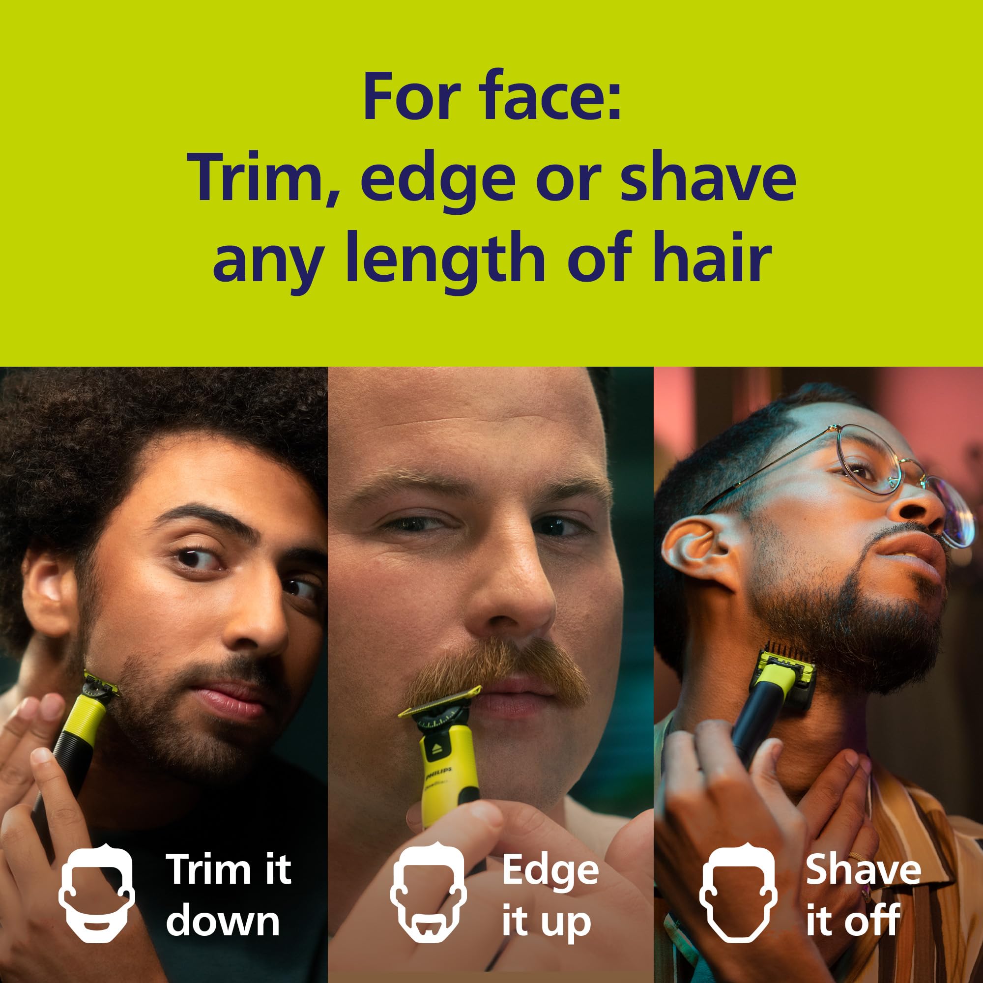 Norelco OneBlade close-up edge detail showing cutter and rounded tips for reduced skin irritation and smoother glide
