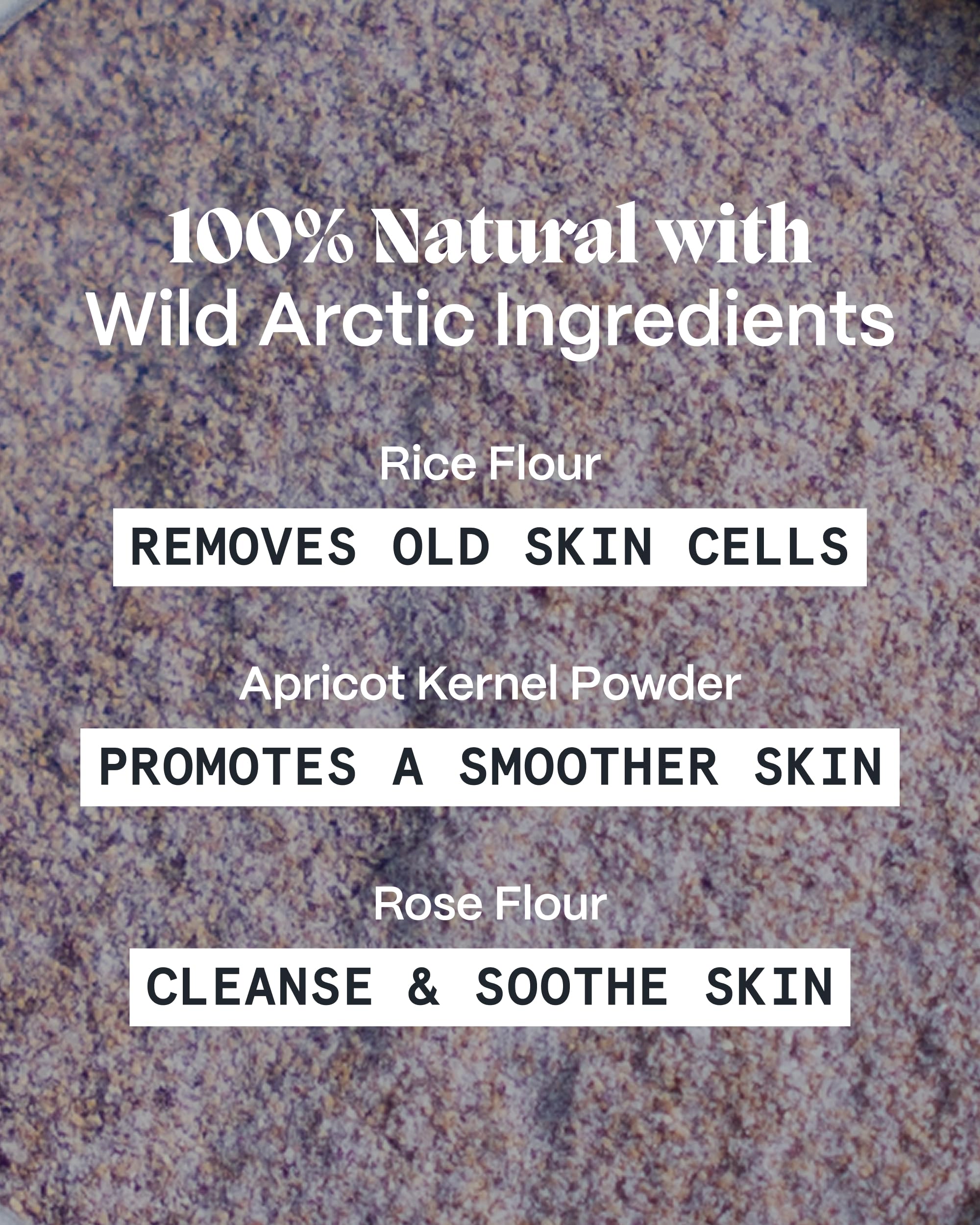Norse Organics rose petals apricot kernel and rice flour ingredient display