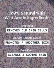 Norse Organics rose petals apricot kernel and rice flour ingredient display