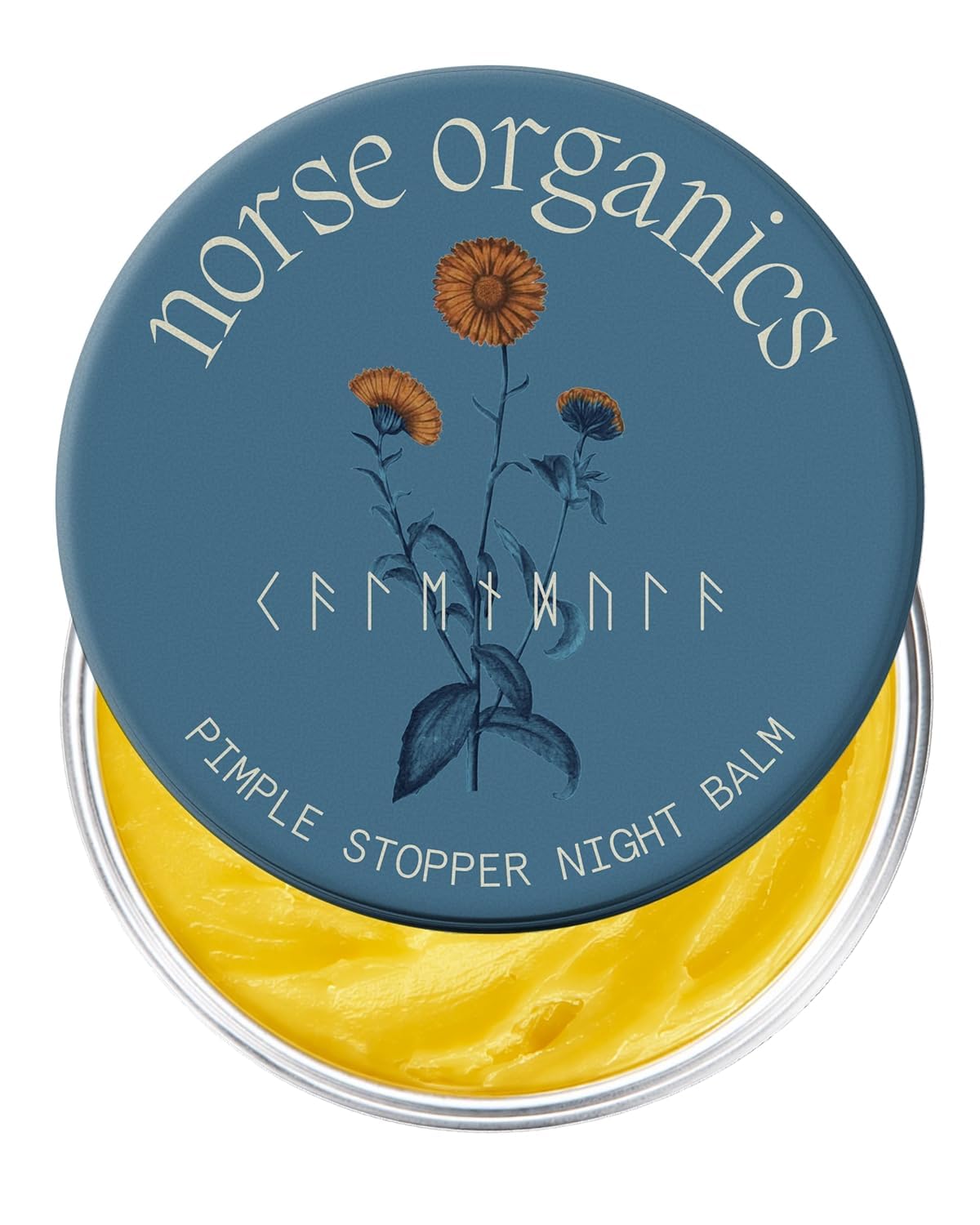 Norse Organics jar front view showing packaging and clear benefit of targeted blemish care