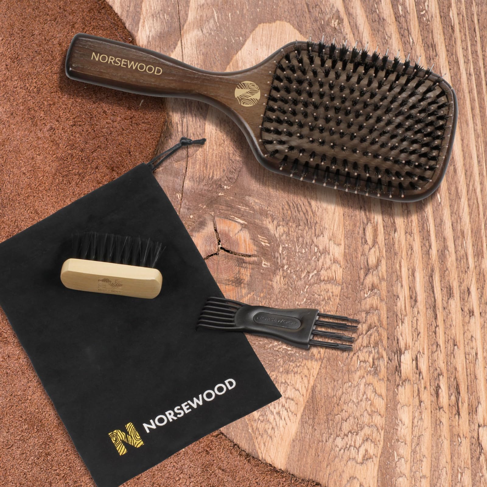 Norsewood brush on bathroom counter in a lifestyle setting highlighting everyday convenience