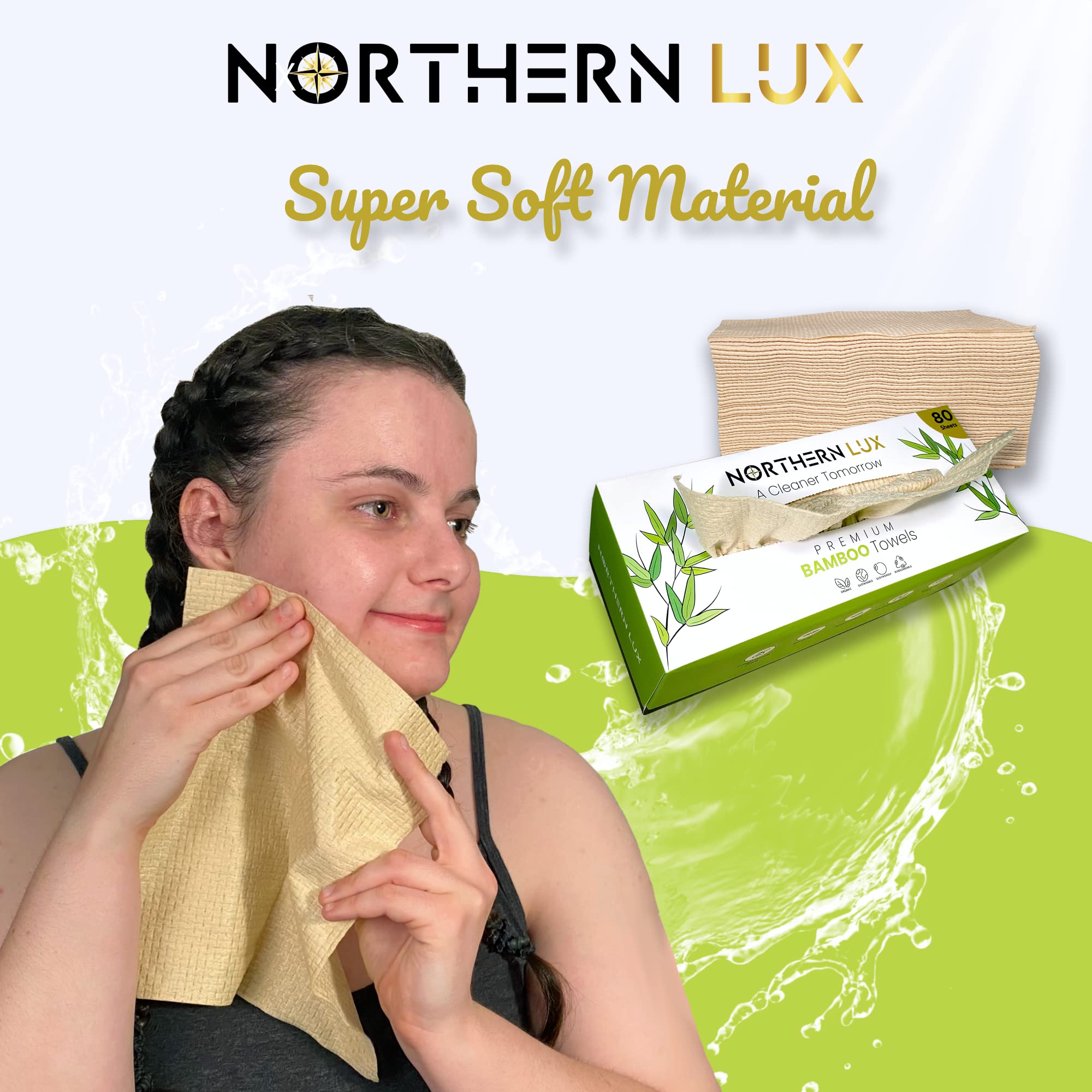 Northern Lux towel held wet to show strength and no-tear durability during use