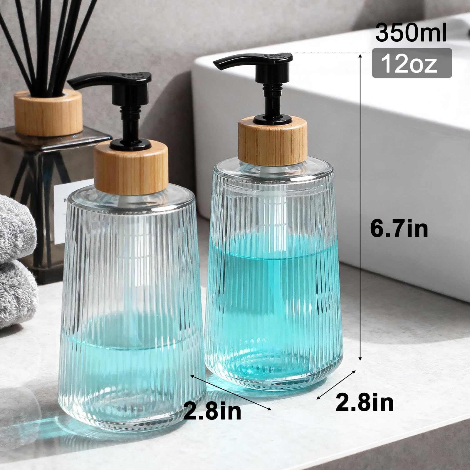 Nortsa Miira bamboo-style pump close up, sturdy pump for thick soaps