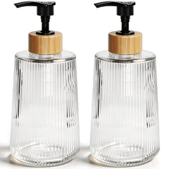 Nortsa Miira front view of two clear glass dispensers, elegant countertop upgrade