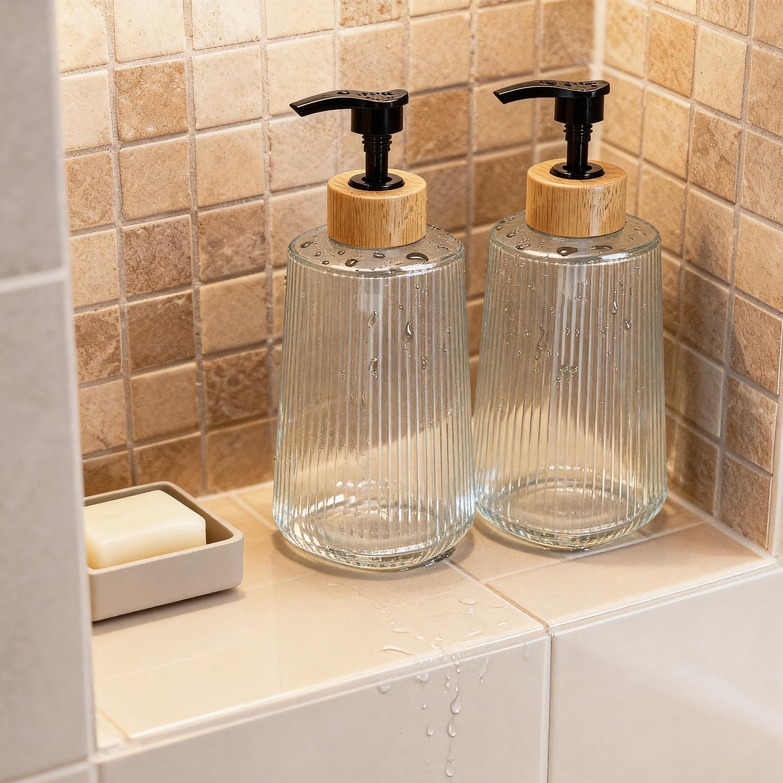 Nortsa Miira styled on bathroom vanity with towels, cohesive modern farmhouse look