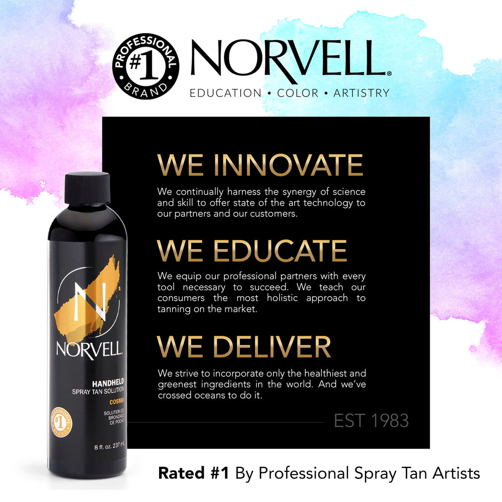 Norvell Cosmo being sprayed on model to show even professional application