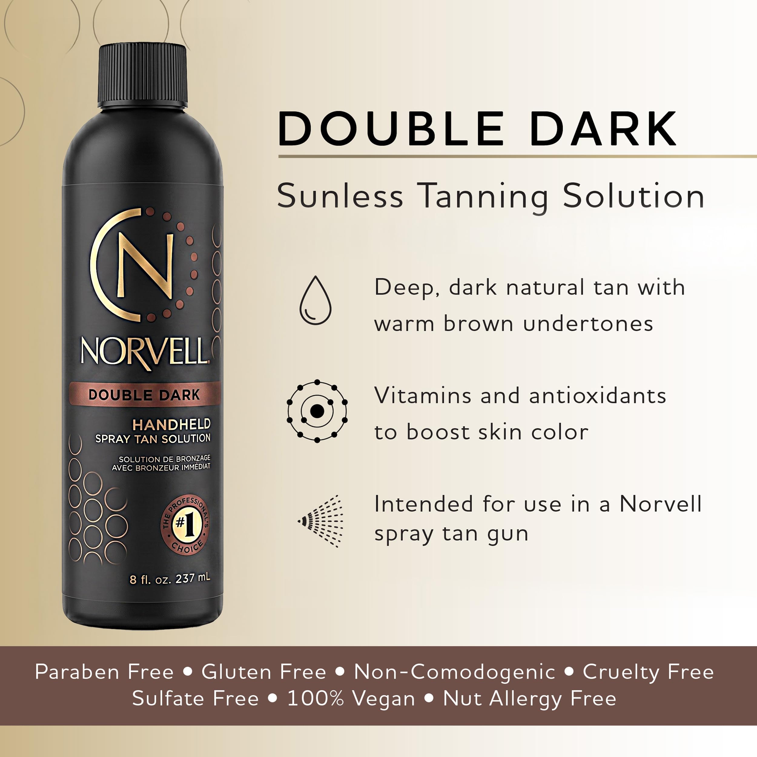 Norvell bottle close-up highlighting pump top and professional presentation