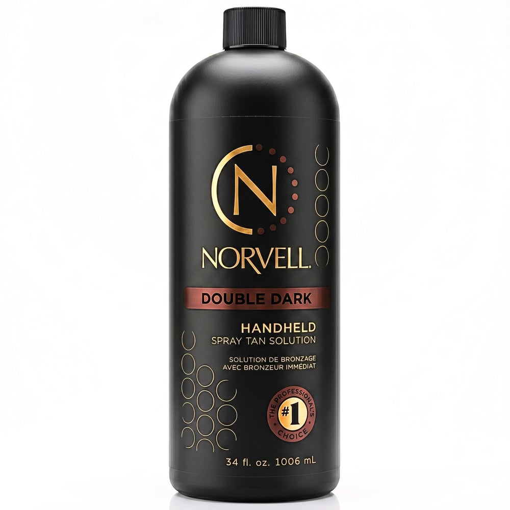 Norvell Double Dark front bottle showing professional 34 fl oz size and easy pouring