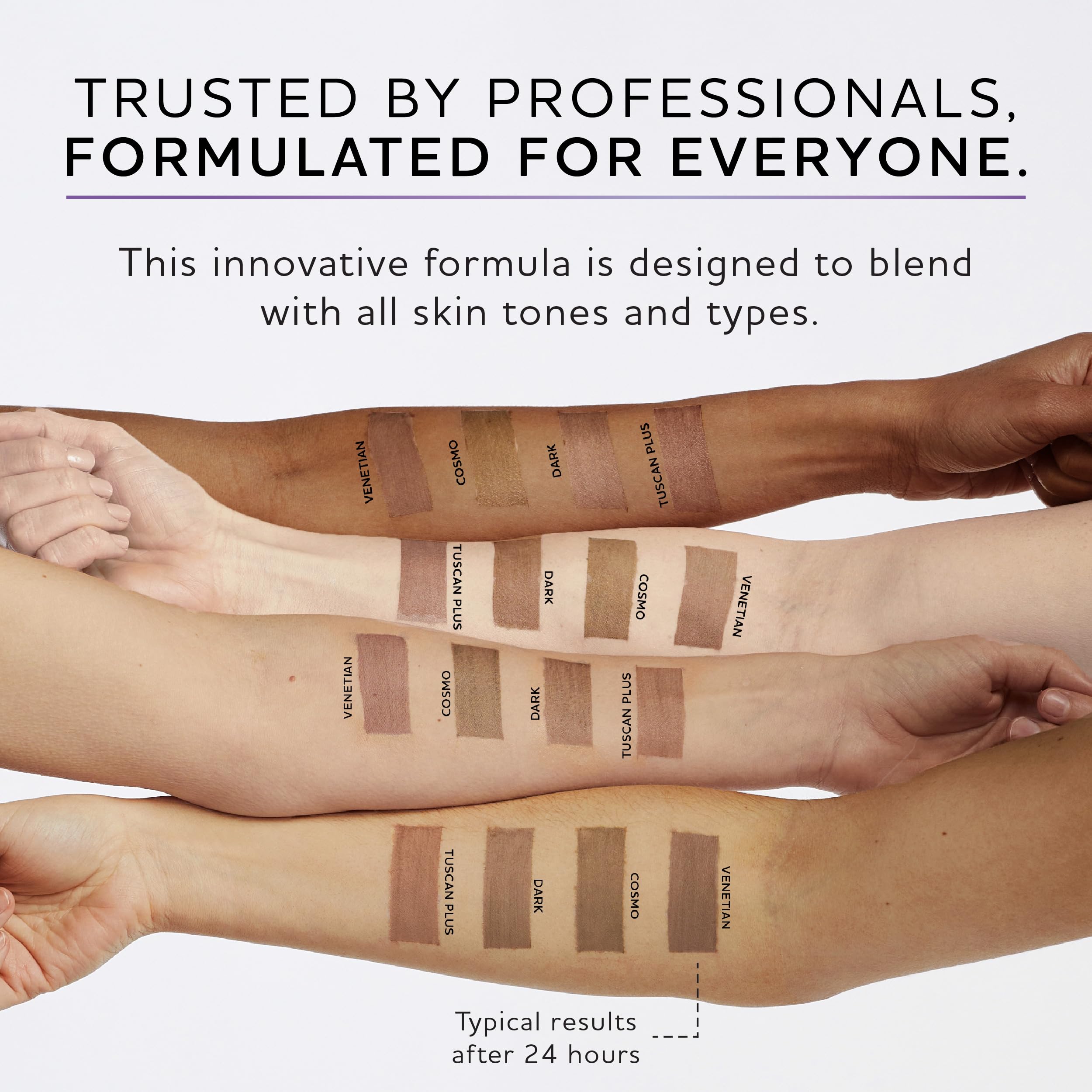 Norvell Venetian before and after on arms showing natural, neutral bronze results