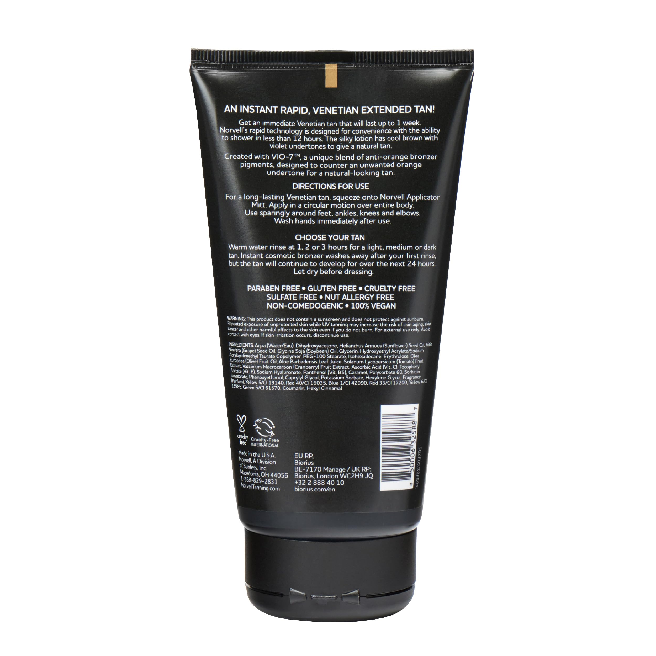 Close-up of key ingredients on Norvell Venetian label showing antioxidant benefit