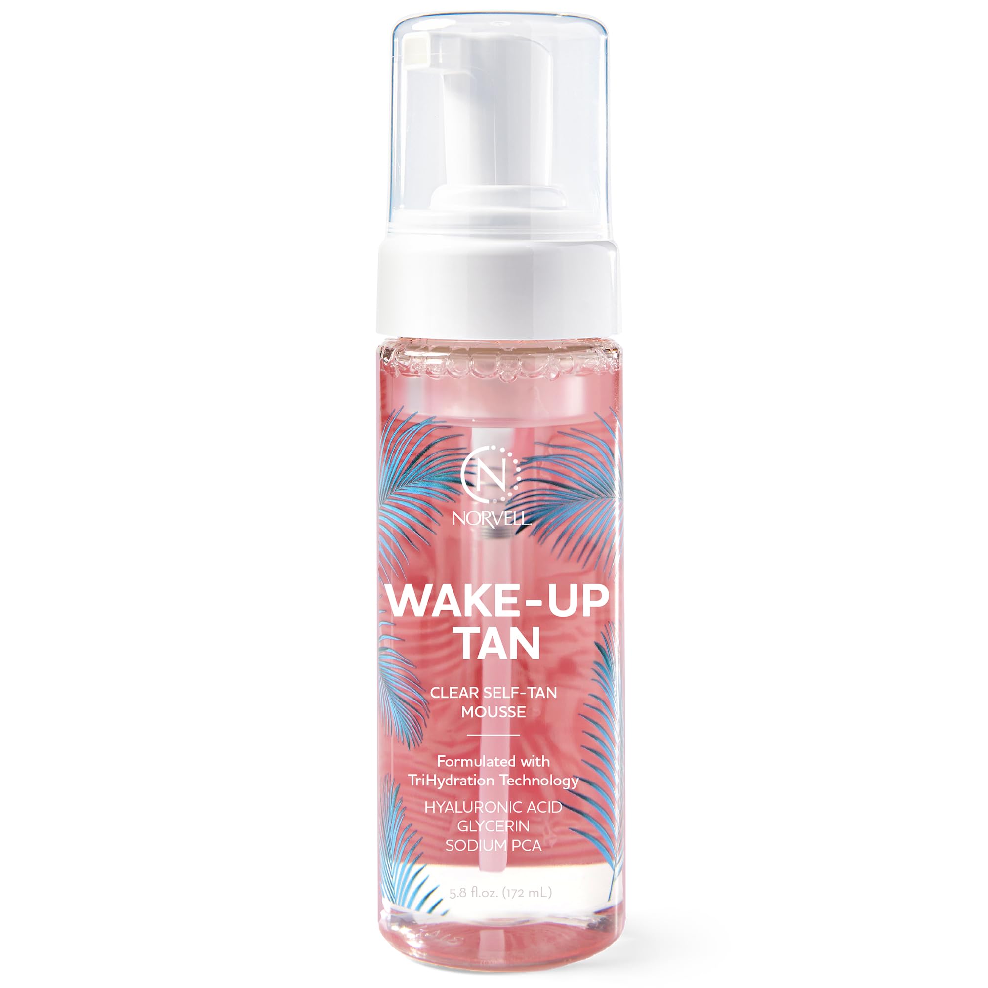 Norvell bottle front view highlighting clear overnight mousse benefit