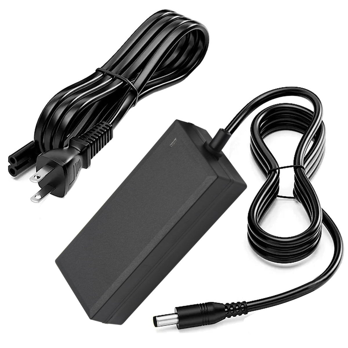 Norward charger front view showing compact power brick and label benefits