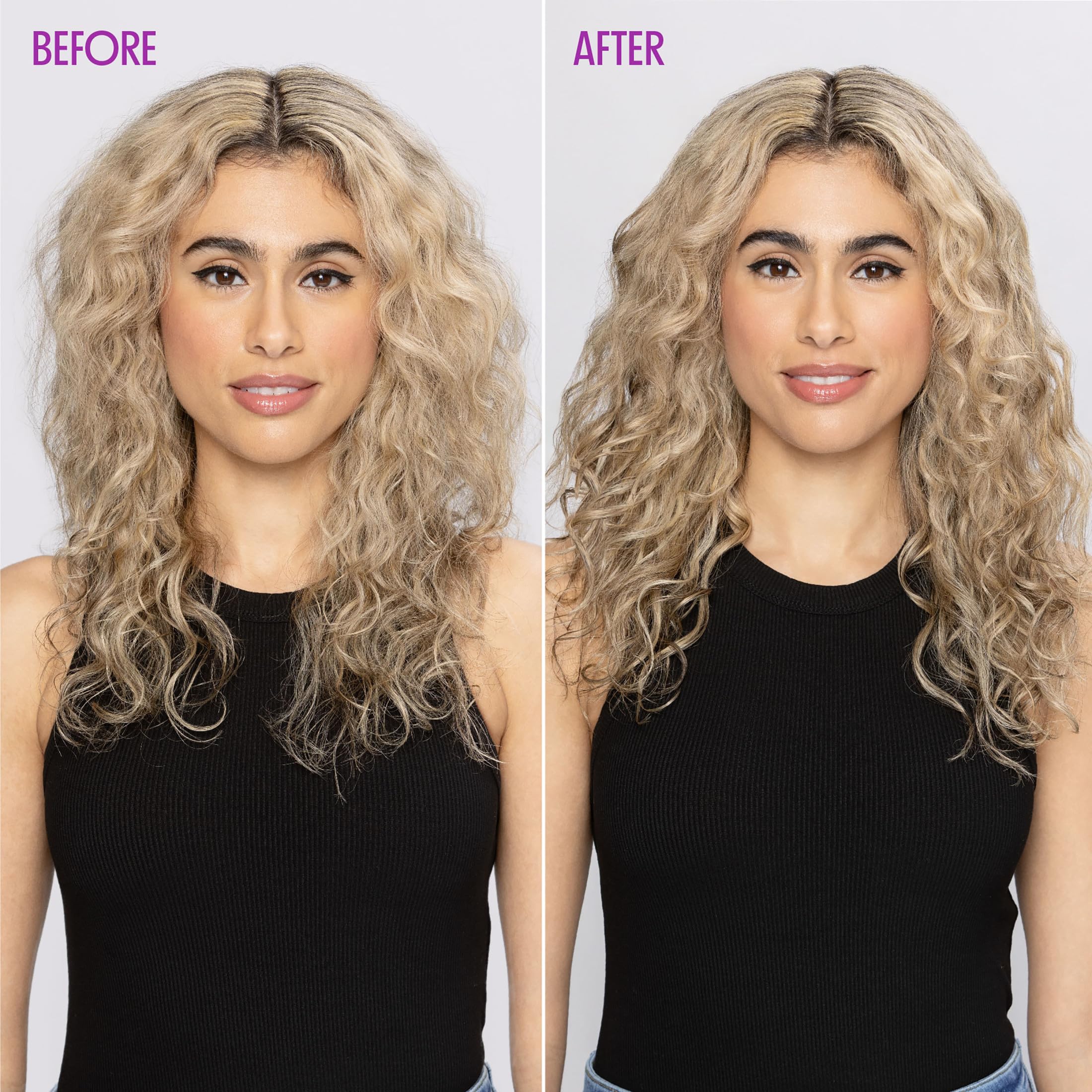 Not Your Mother's applying product to damp curls for frizz control