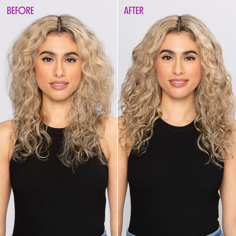 Not Your Mother's applying product to damp curls for frizz control