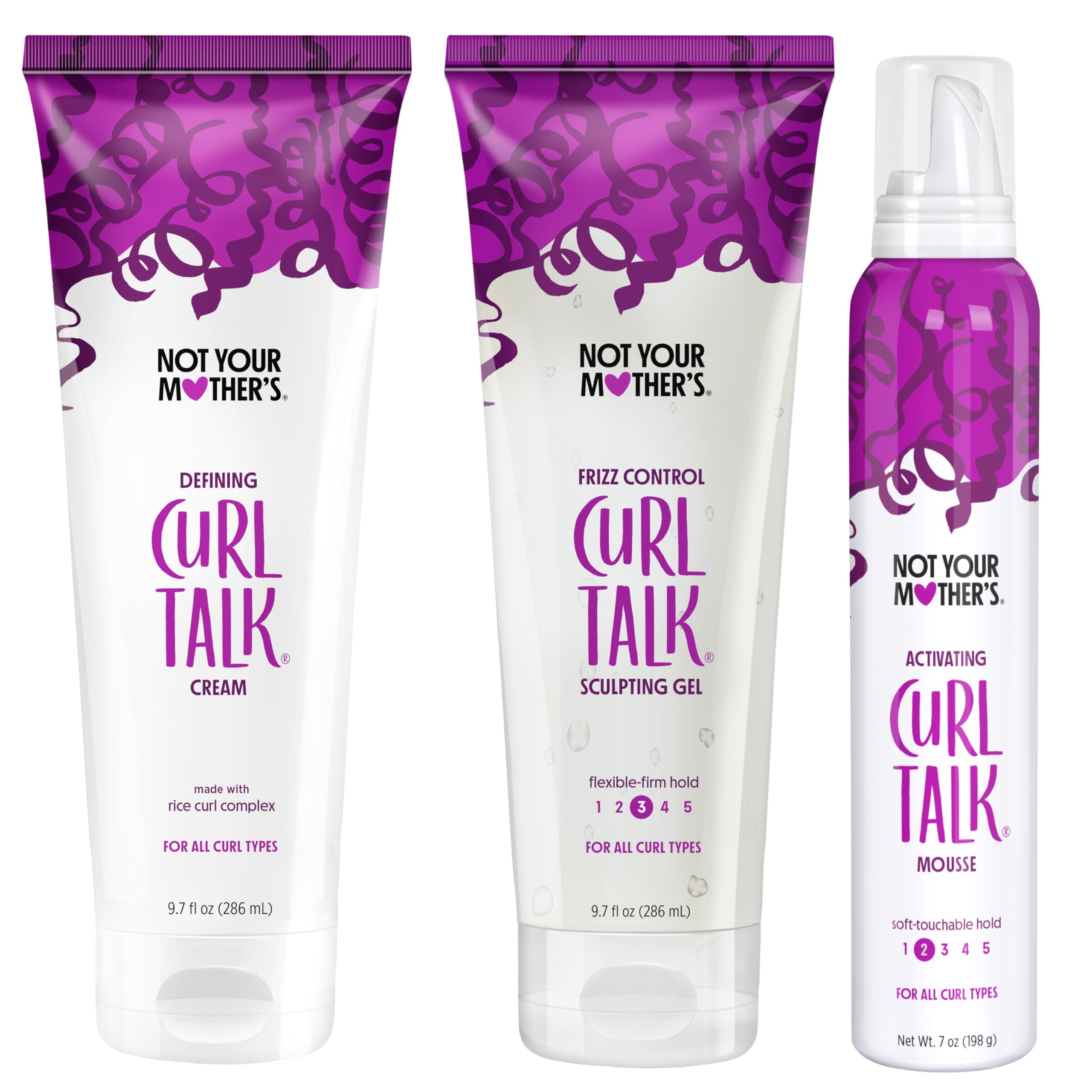 Not Your Mother's 3-pack front view showing all three styling products and benefits