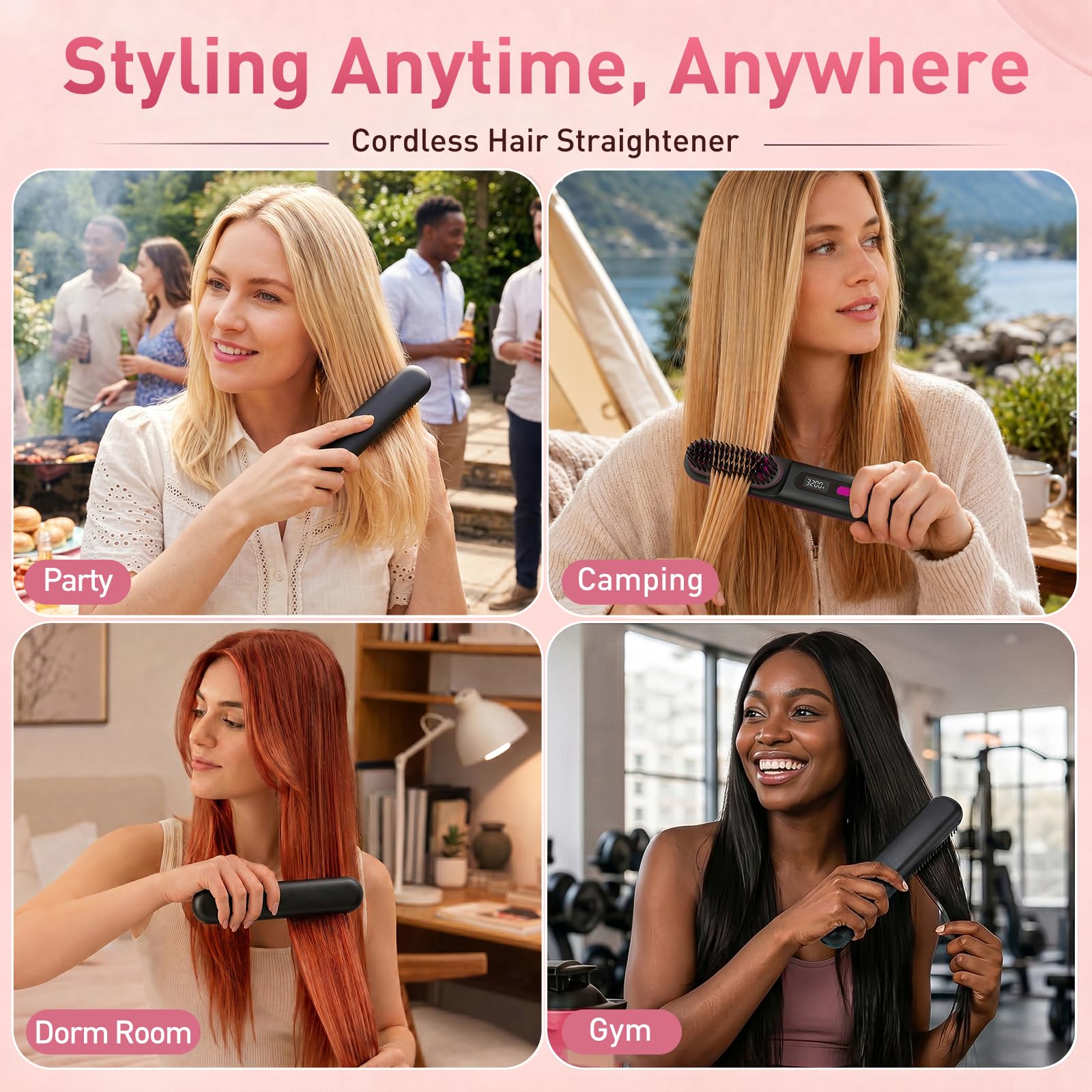 Notegala brush used in front of mirror showing quick styling and salon‑like finish