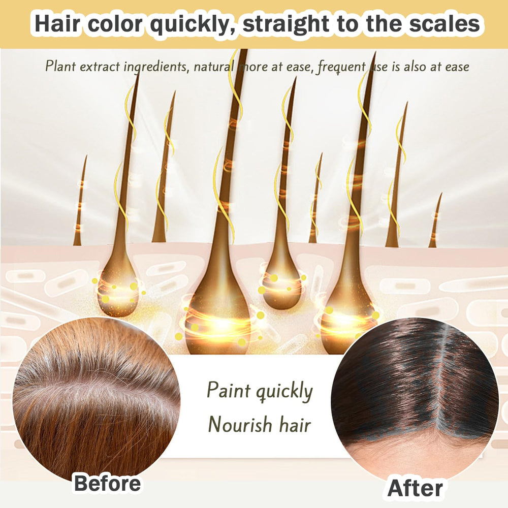 Nova Hair before and after styled hair showing restored dark color