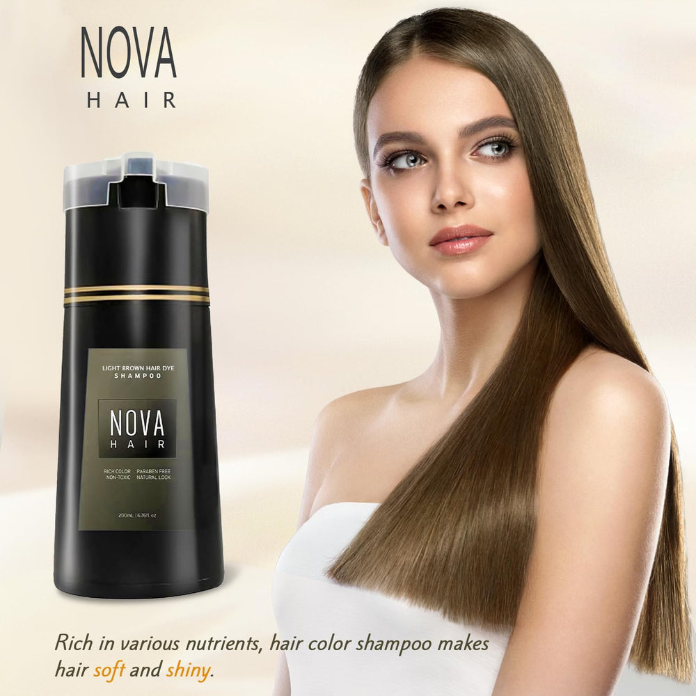 Nova Hair label close-up highlighting ingredients and easy use