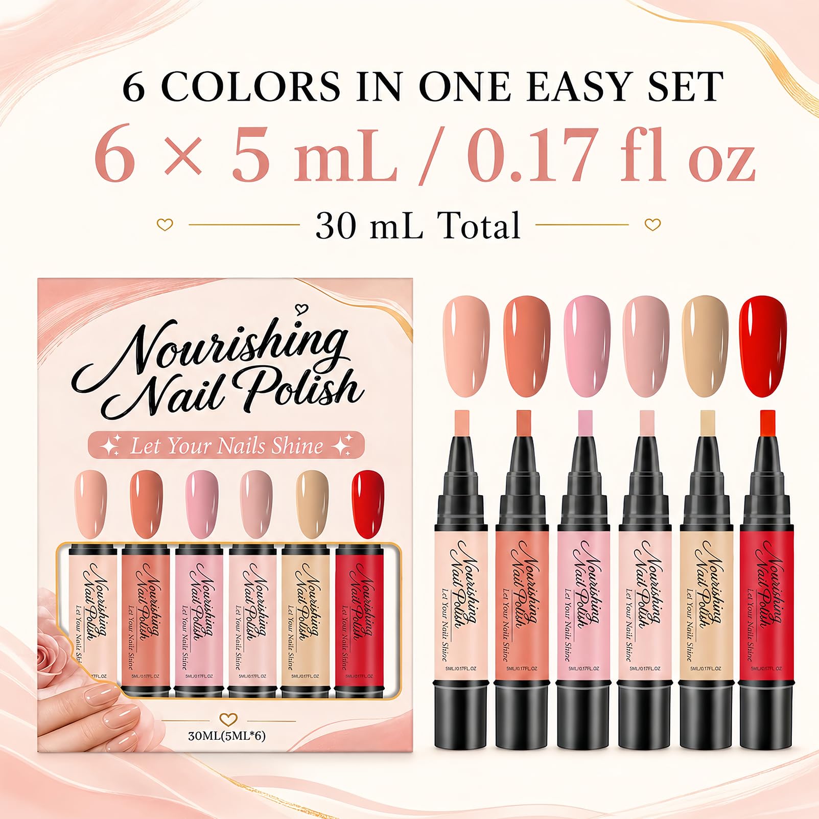 NovaCharm product label and shade names clarifying color choices and shade benefits