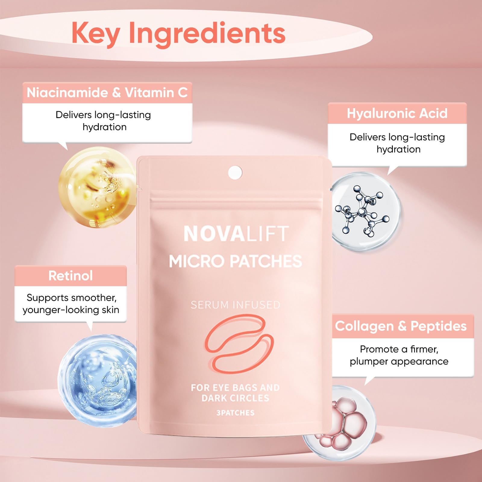 NOVALIFT single micro patch close-up highlighting hydrogel texture and adhesion