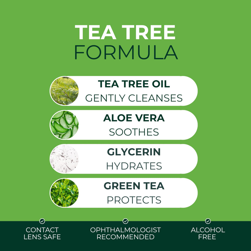 NOVEHA ingredient visual with tea tree and chamomile emphasizing soothing benefits