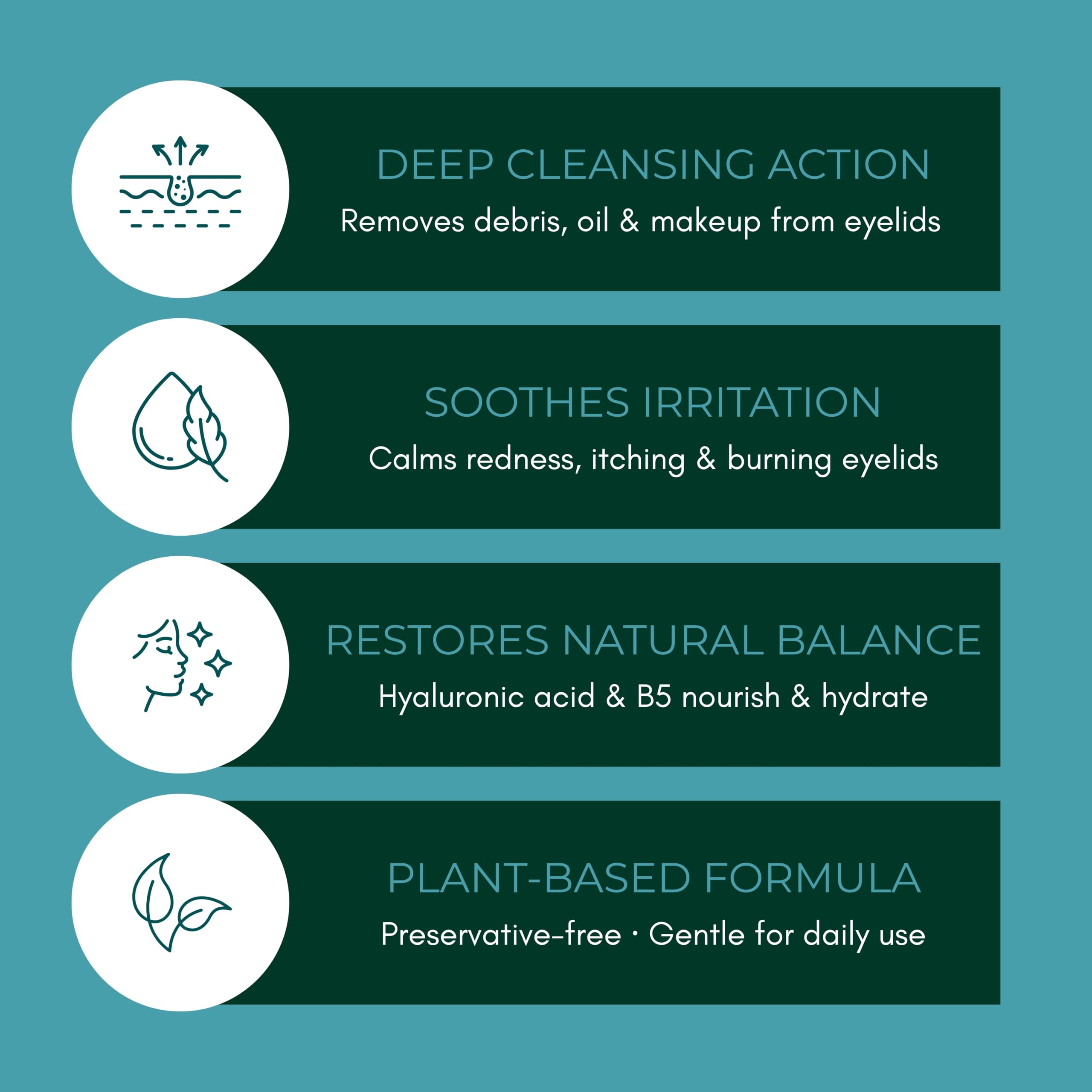 NOVEHA product in use along lash line for effective daily cleansing