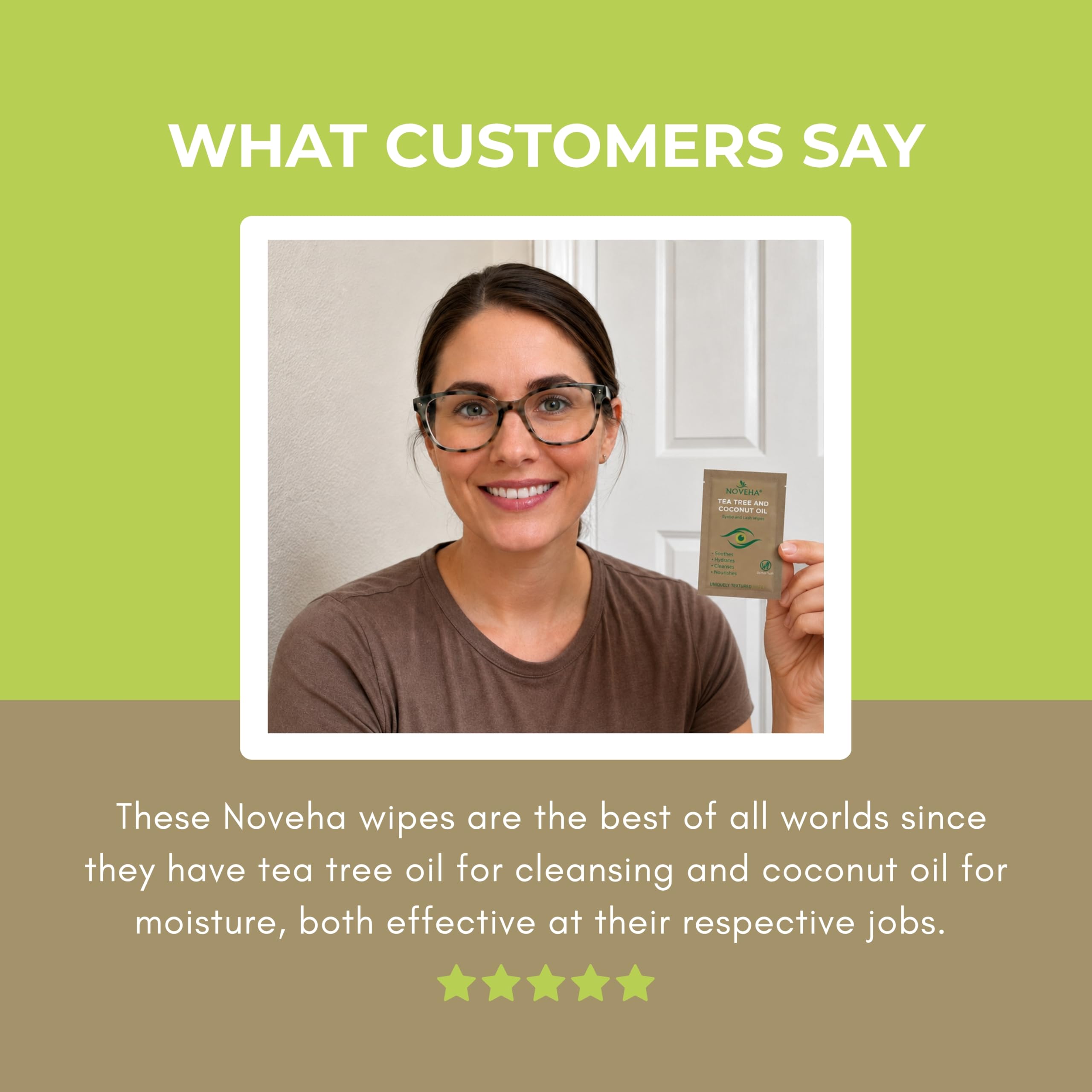 NOVEHA wipe next to ruler demonstrating extra-large size for full coverage