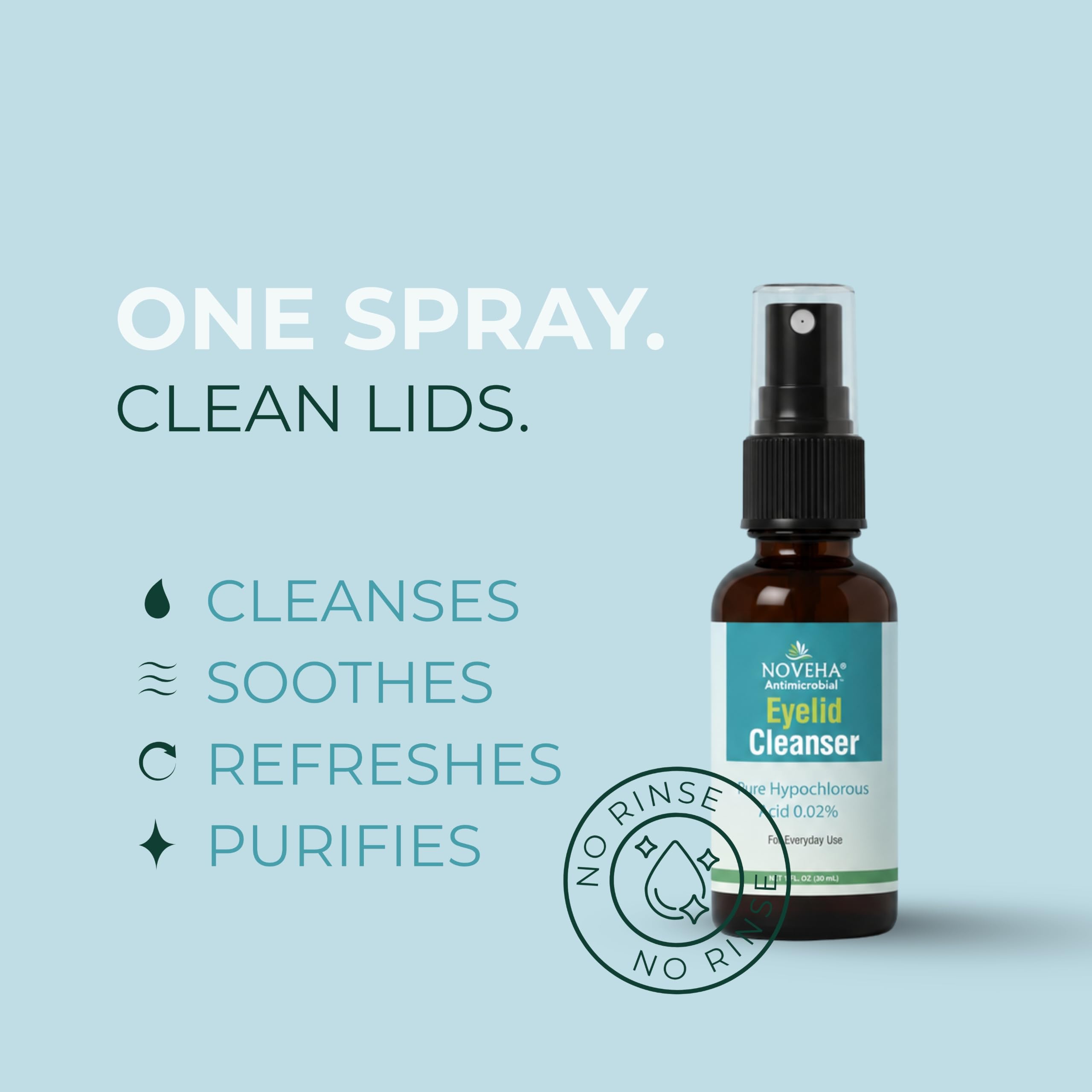 NOVEHA clear solution droplet showing gentle formula and purity