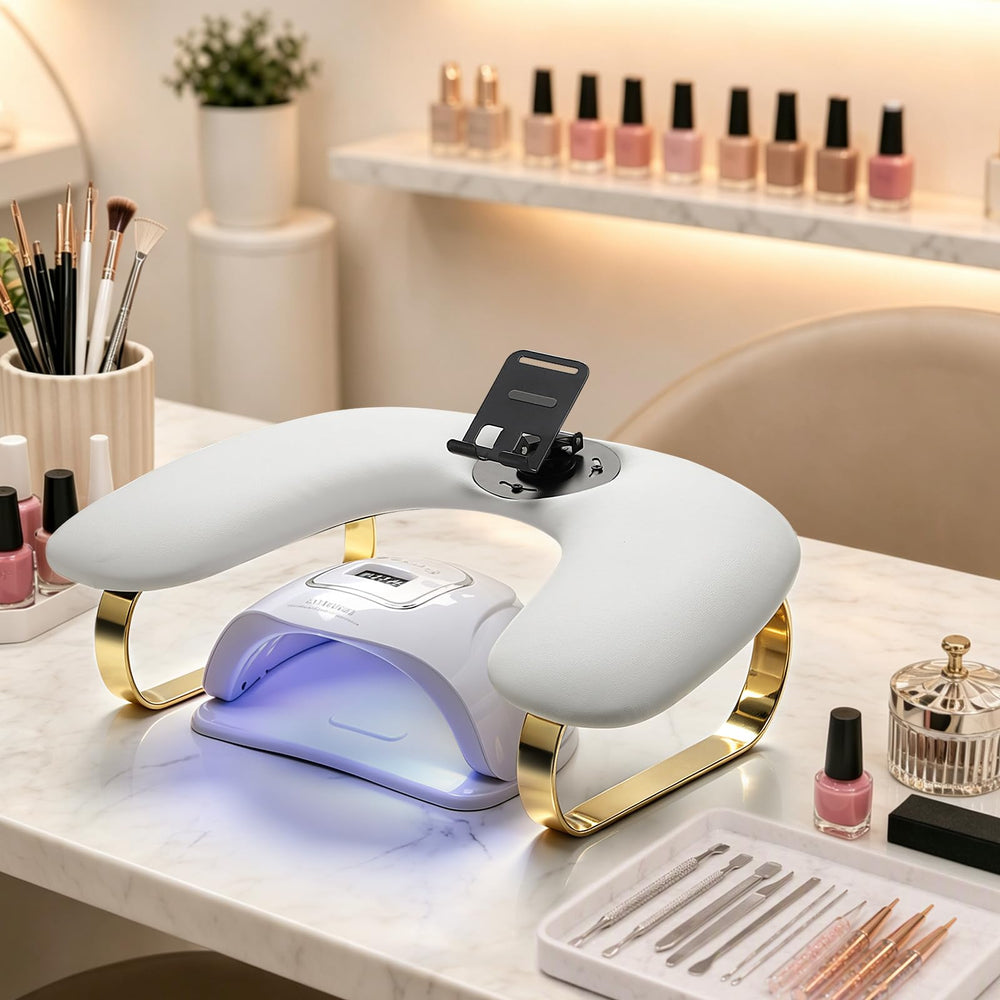 Noverlife in use with client hand showing steady support for precise nail art