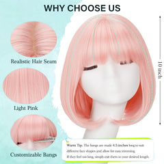 NOVFLKW model wearing light pink bob wig demonstrating playful everyday styling