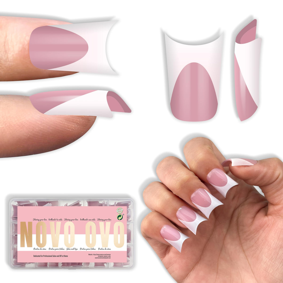 NOVO OVO front packaging showing 240-piece duck nails and benefits