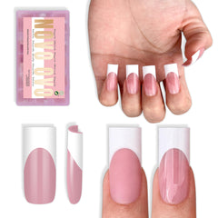 NOVO OVO front packaging showing 180-piece French tip set, quick salon finish