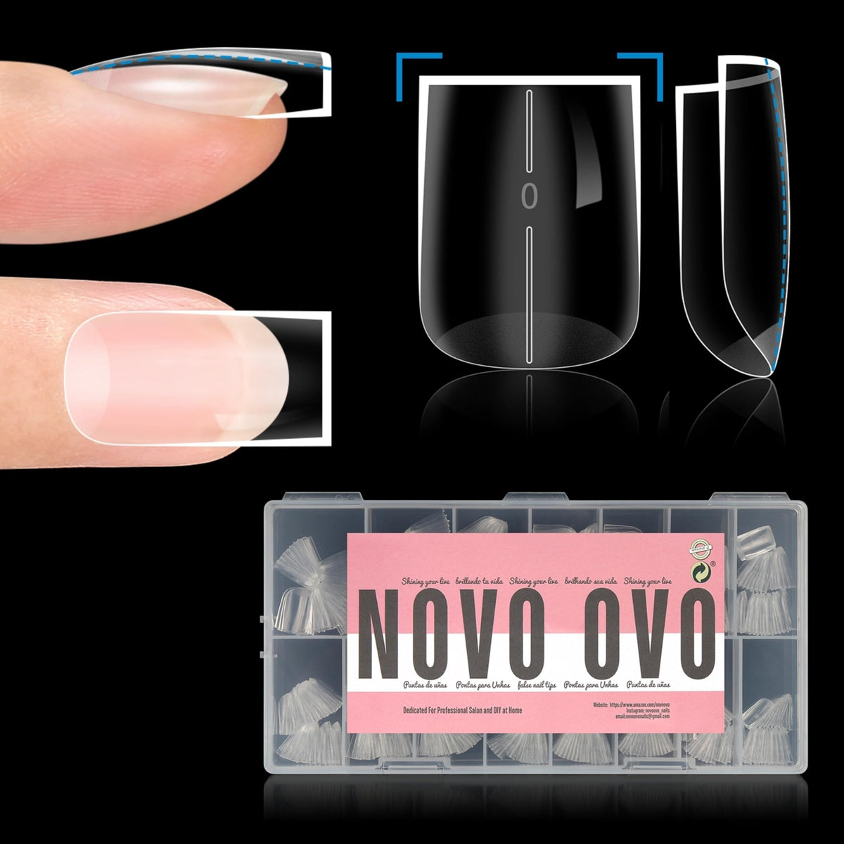 NOVO OVO front packaging showing 510-piece kit and 15 sizes for fast selection