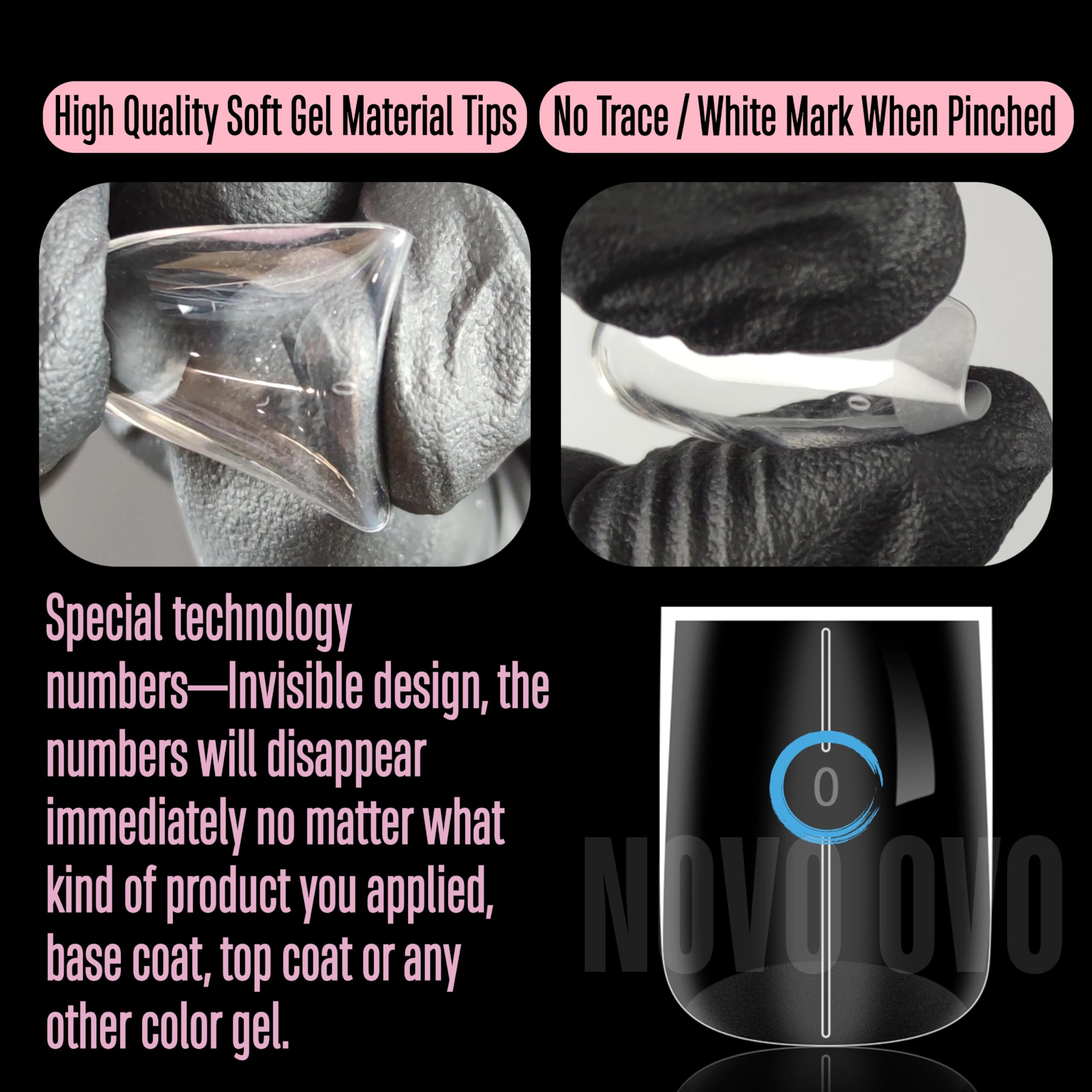 NOVO OVO nails in use being pressed on for quick salon-quality application