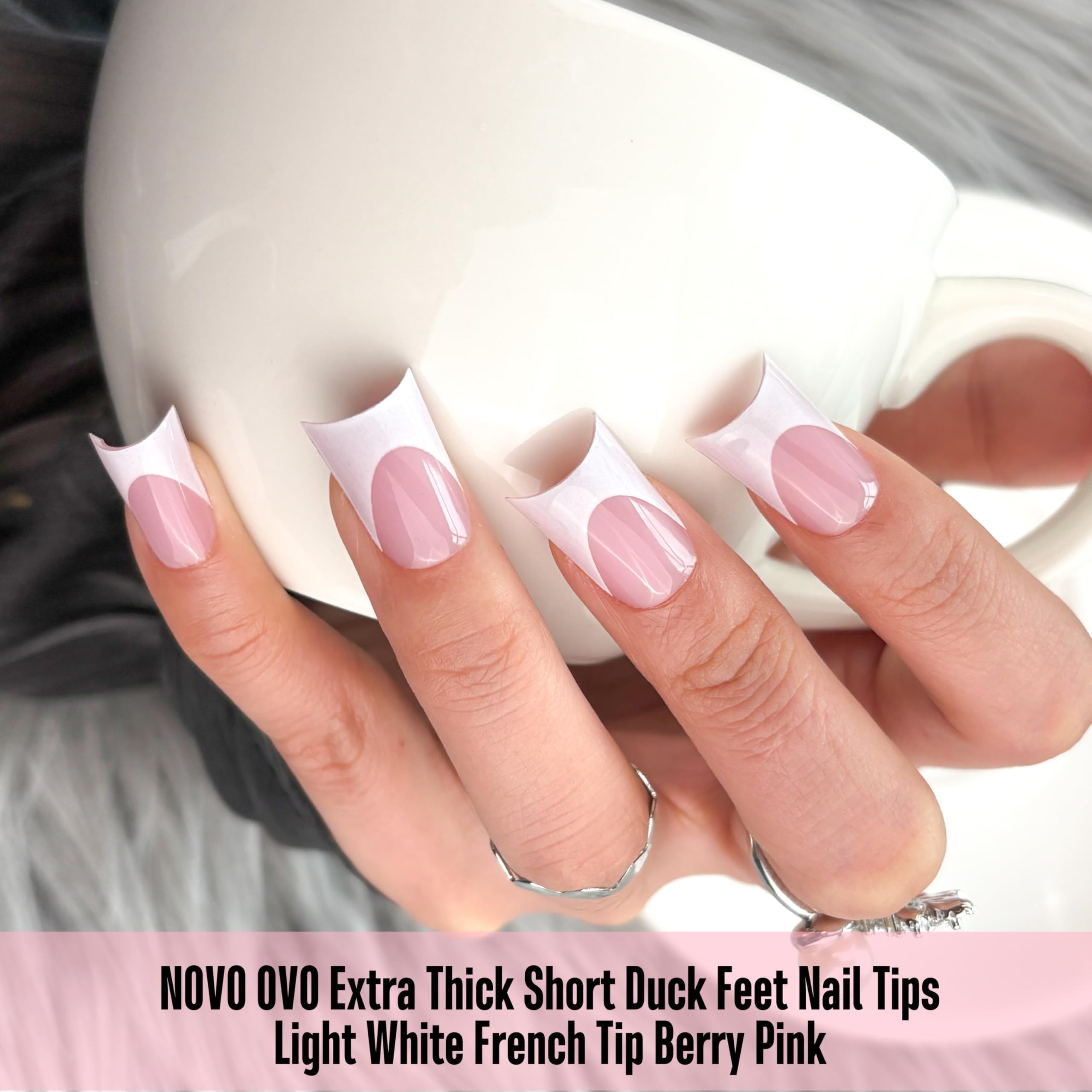 NOVO OVO press-on application in progress for quick manicure