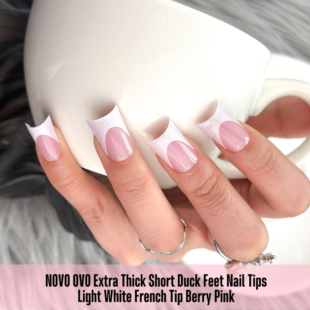NOVO OVO press-on application in progress for quick manicure