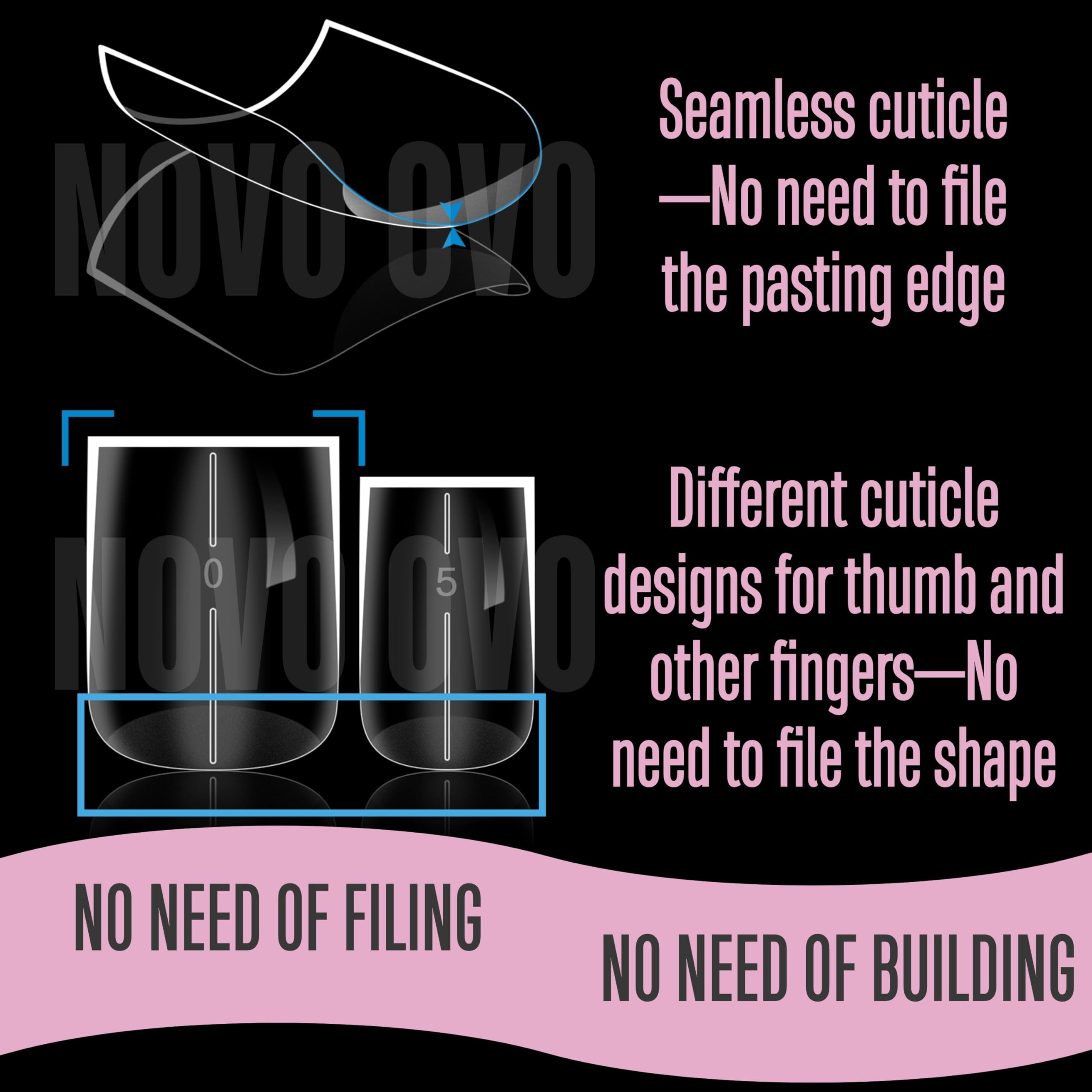 NOVO OVO etched size numbers in center for quick size matching benefit