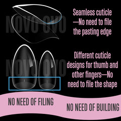 NOVO OVO size etchings on tips that disappear under polish for a clean finish